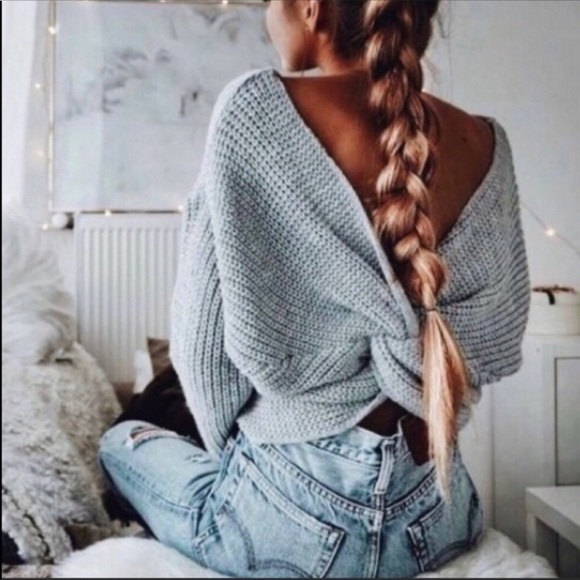 Vici Sweaters - Vici Twisted Back Knot Sweater